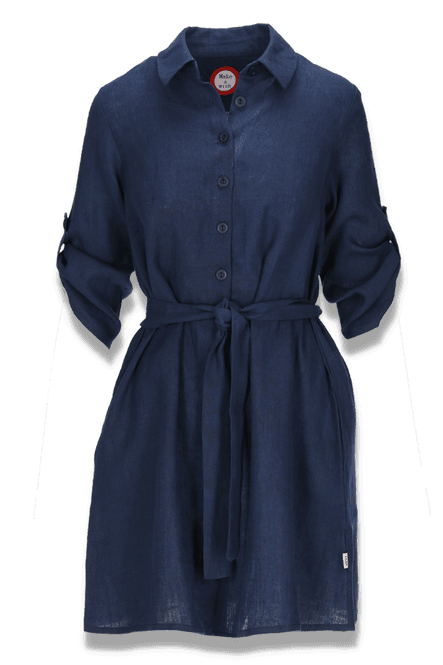 Main Image Astrid navyblue short linen shirtdress