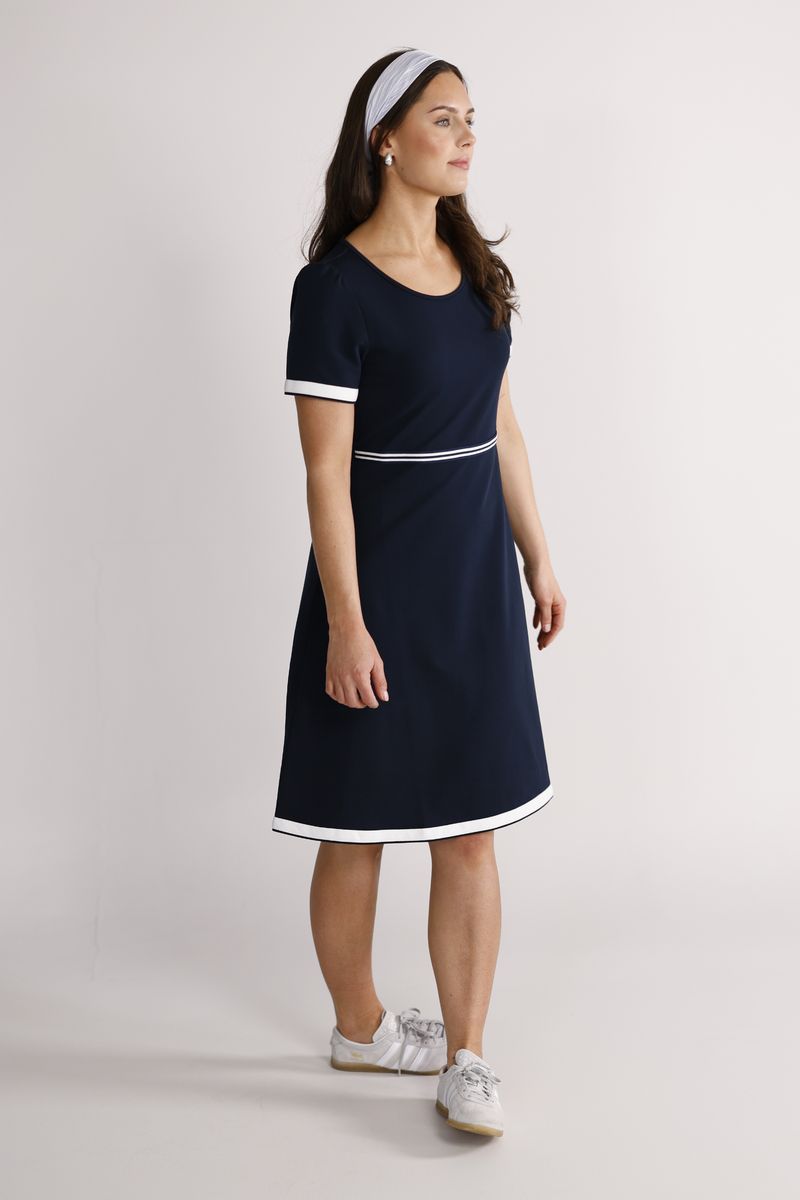 Pauline navy blue and white dress