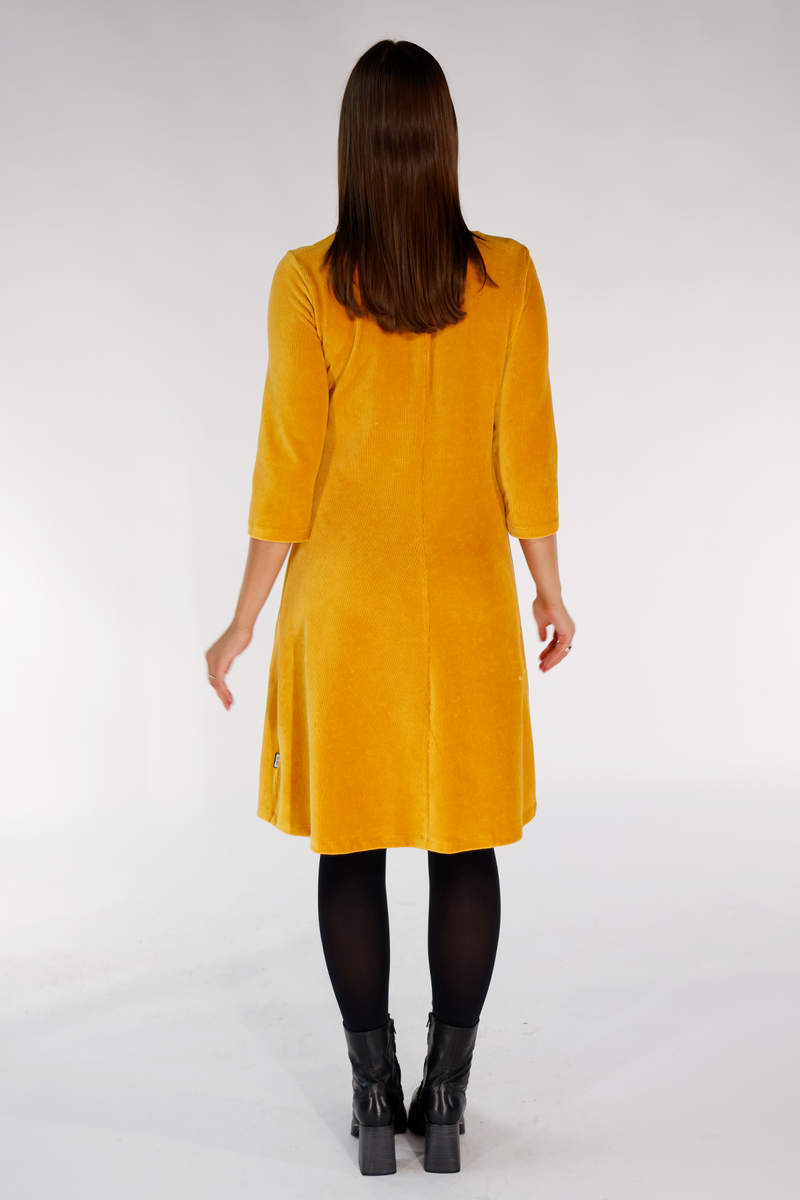 Elli dress babycord ocher yellow