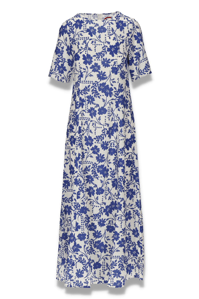 Ulrika blue and white floral dress