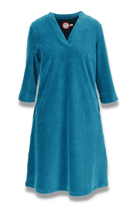 Main Image Saga petrol velor dress with pockets