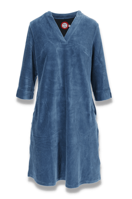 Main Image Saga dusty blue velor dress with pockets