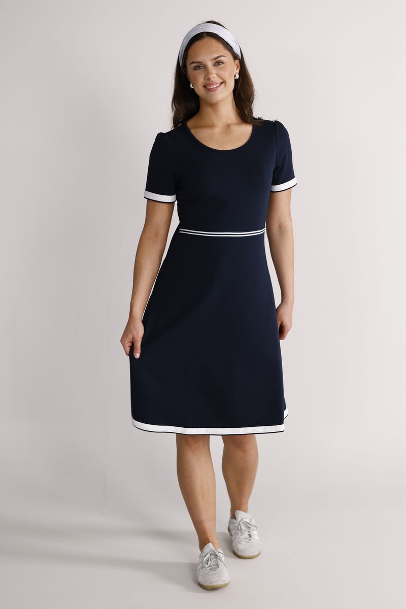 Pauline navy blue and white dress