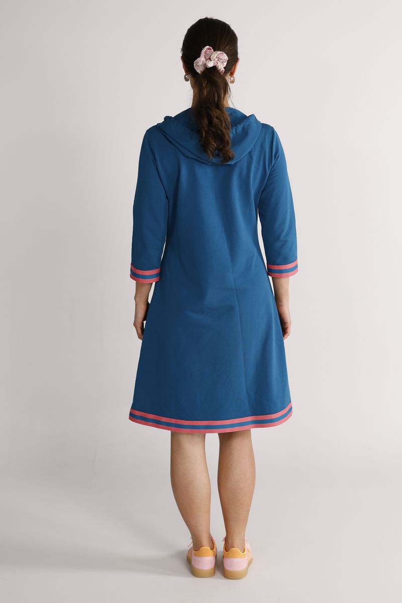 Dagny petrol and coral dress