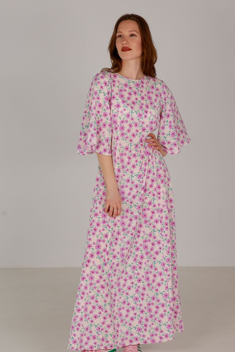 Benadotte purple floral dress