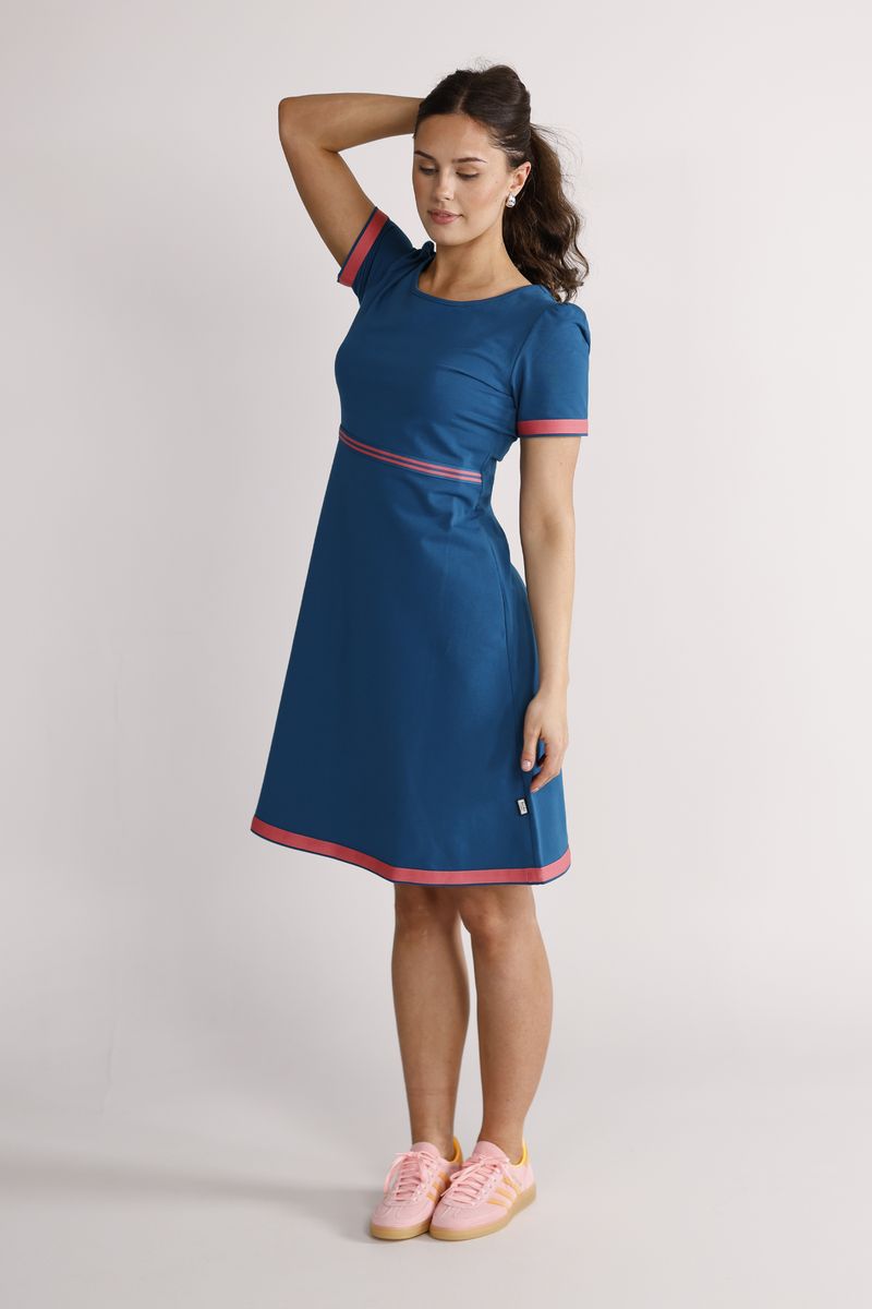 Pauline petrol and coral dress