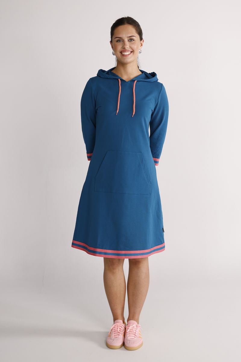 Dagny petrol and coral dress